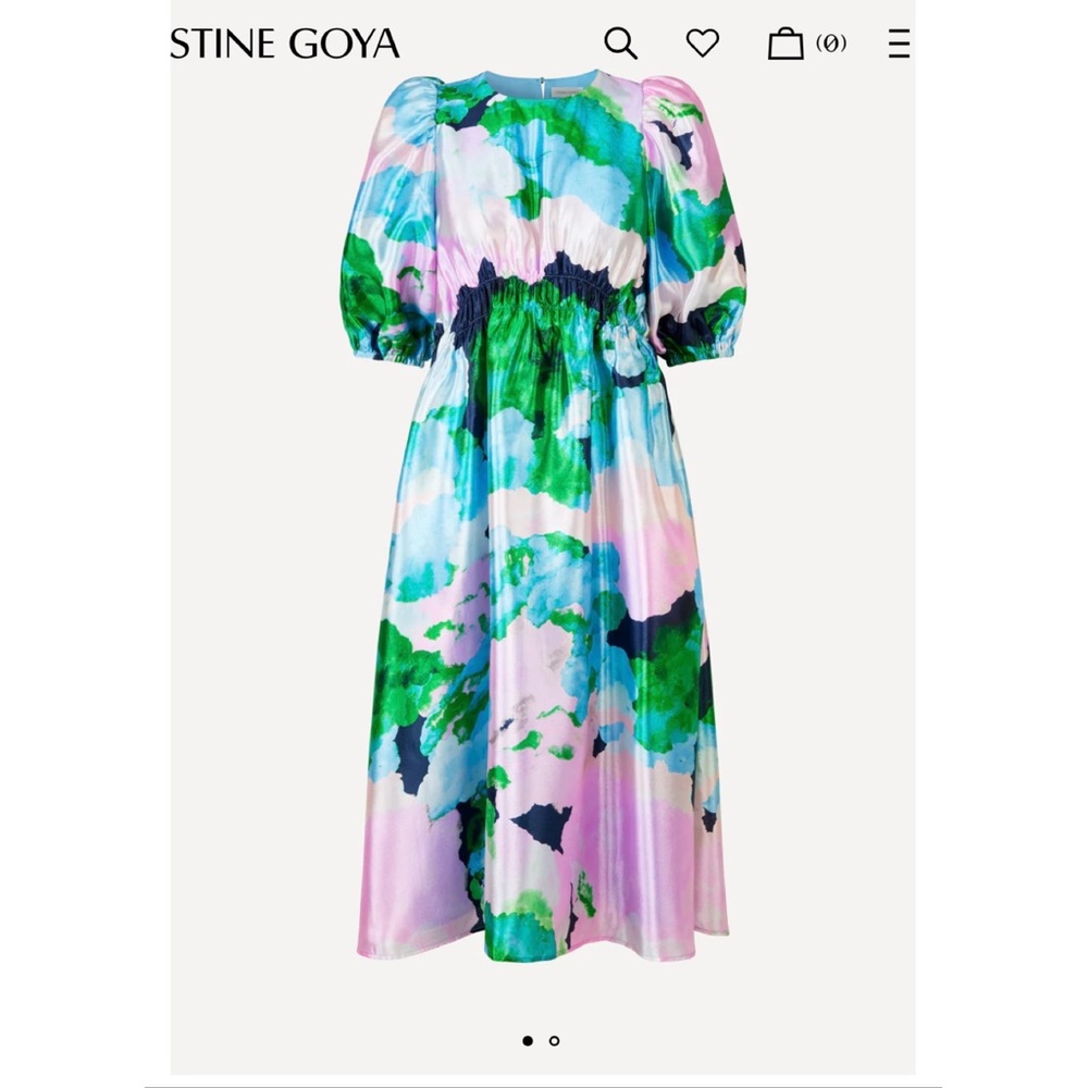 NWT Stine Goya floral print dress, elastic waist, puff sleeves midi length